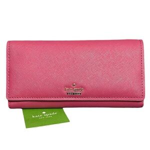 Kate Spade Cameron Street Celina Trifold Snap Closure Cinnabar Long Wallet New!